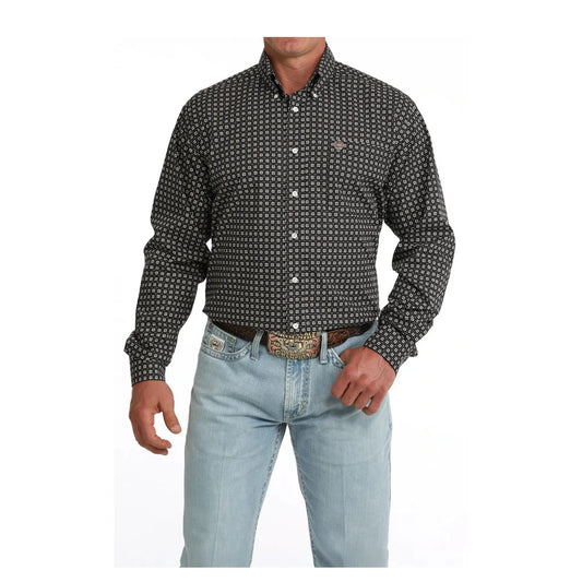 Cinch Men's Long sleeves Navy Geometric Print