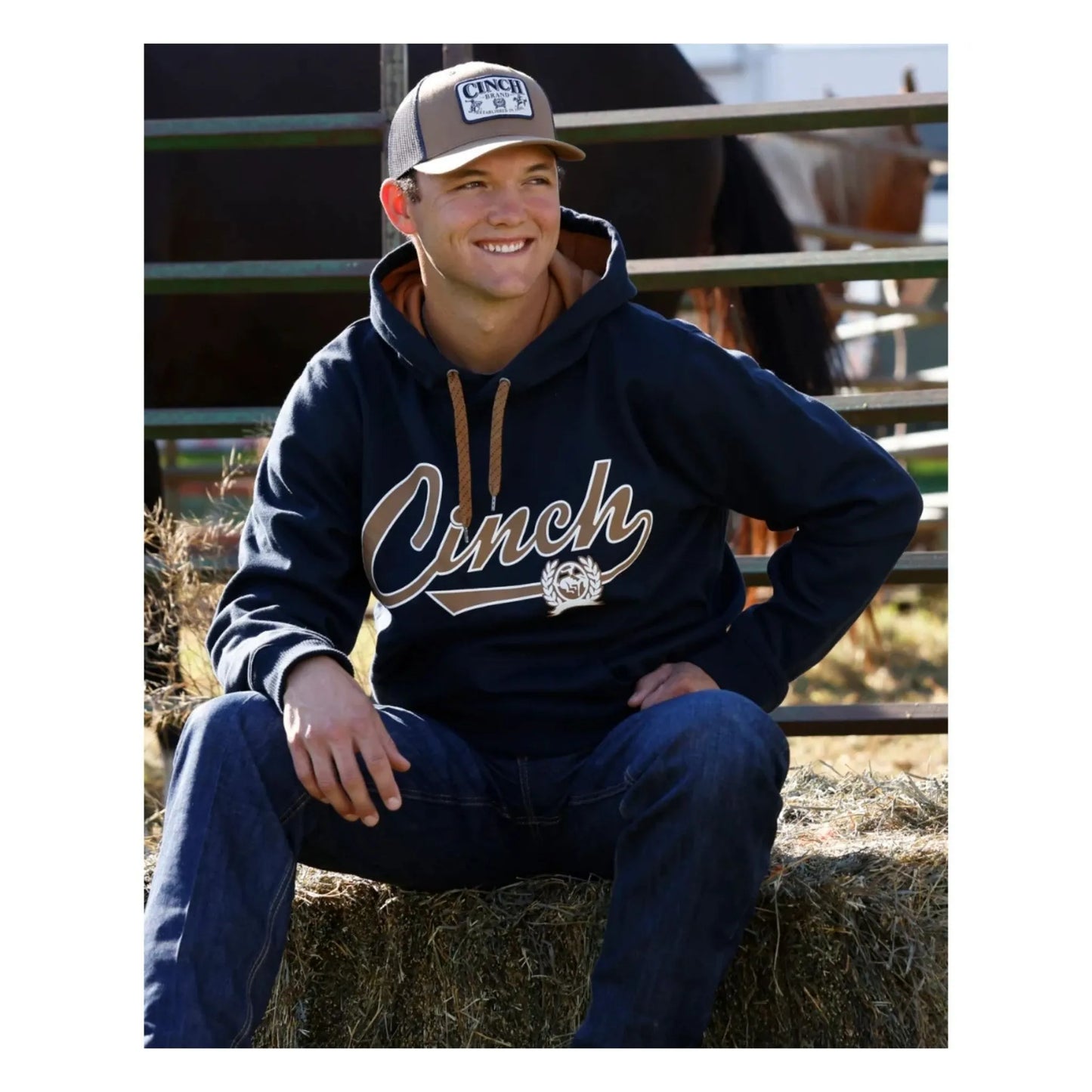Cinch Men's Navy Fleece Logo Pullover Hoodie
