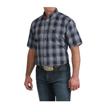 Cinch Men's Navy Plaid Short Sleeve Shirt