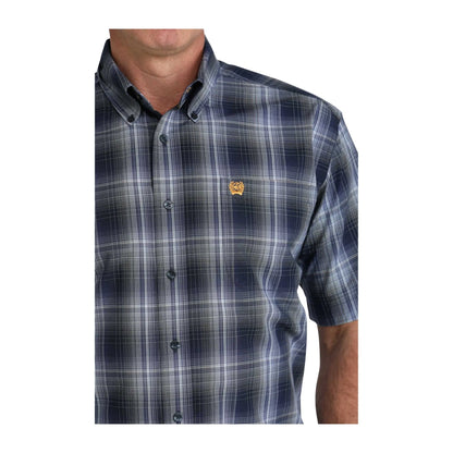 Cinch Men's Navy Plaid Short Sleeve Shirt