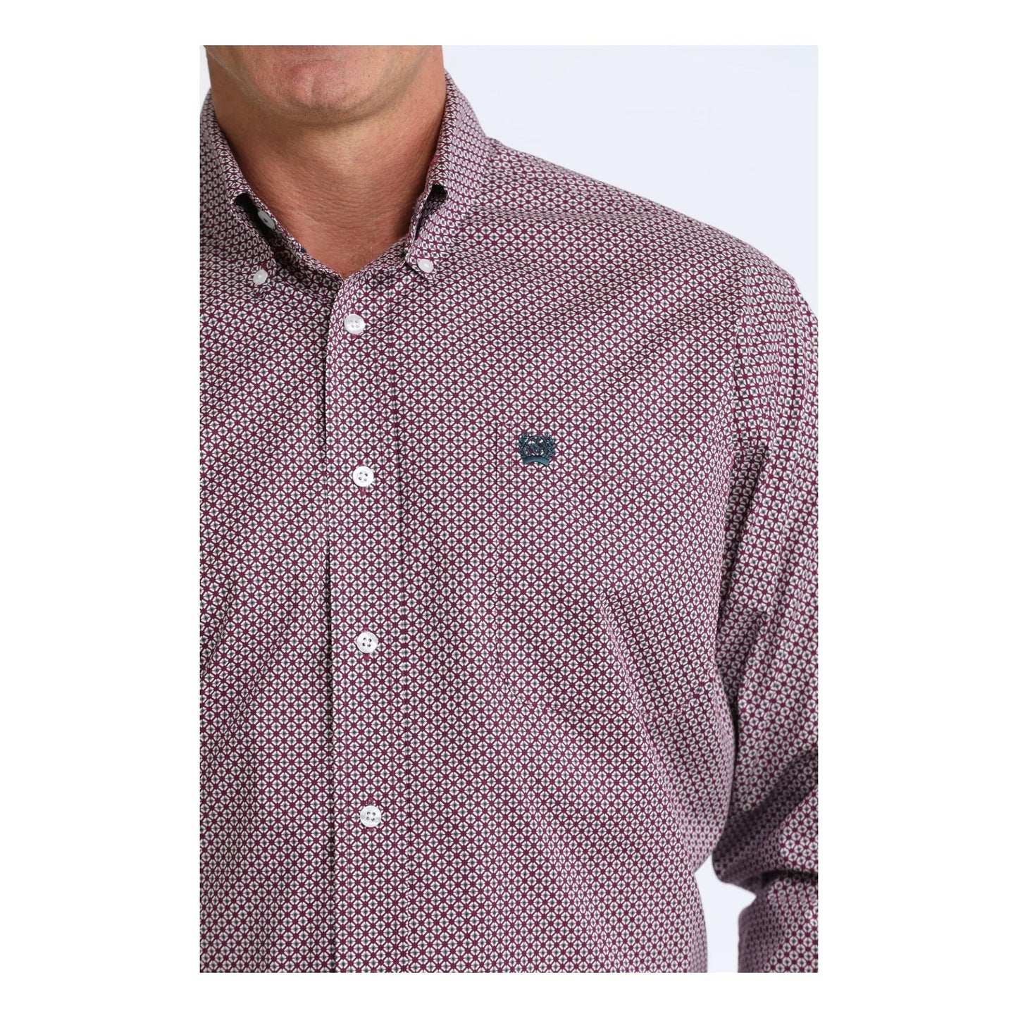 Cinch Men's Purple Geo Print Button Down