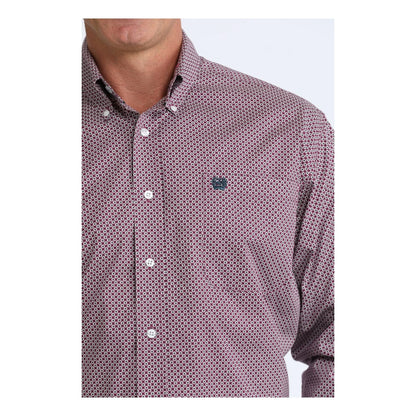Cinch Men's Purple Geo Print Button Down