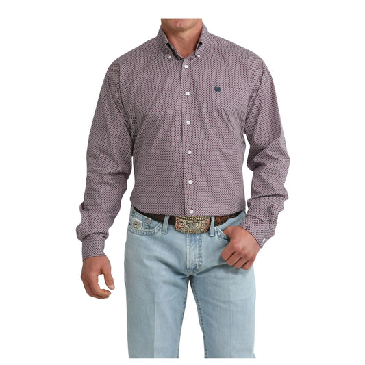 Cinch Men's Purple Geo Print Button Down
