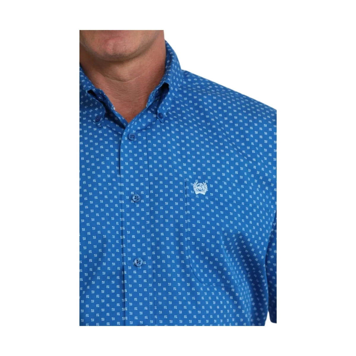 Cinch Men's Short Sleeve Royal Blue Geo Print