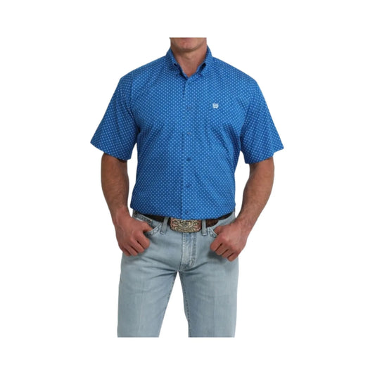 Cinch Men's Short Sleeve Royal Blue Geo Print