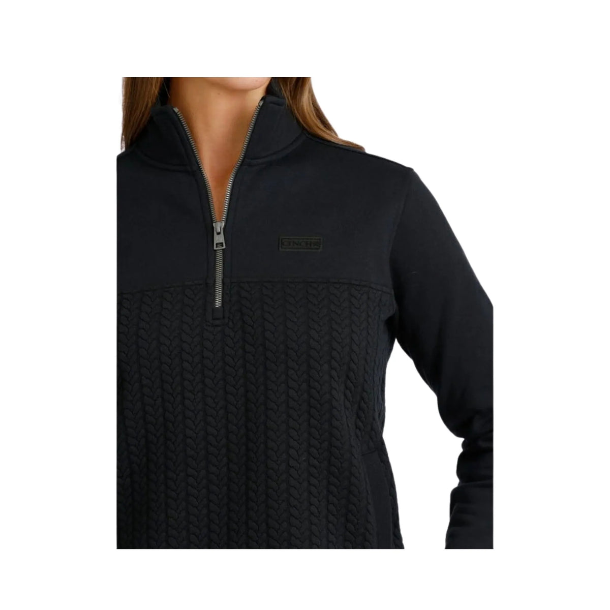 Cinch Women's 1/4 Zip Long Sleeve Pullover - Black