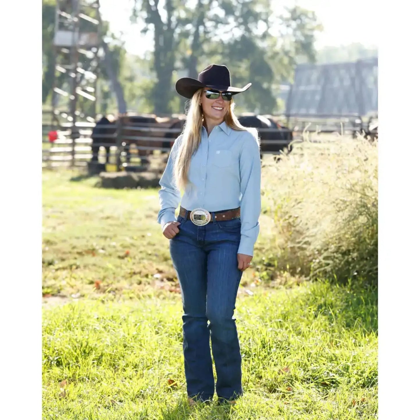 Cinch Women’s Arenaflex Long Sleeve Shirt – Light Blue
