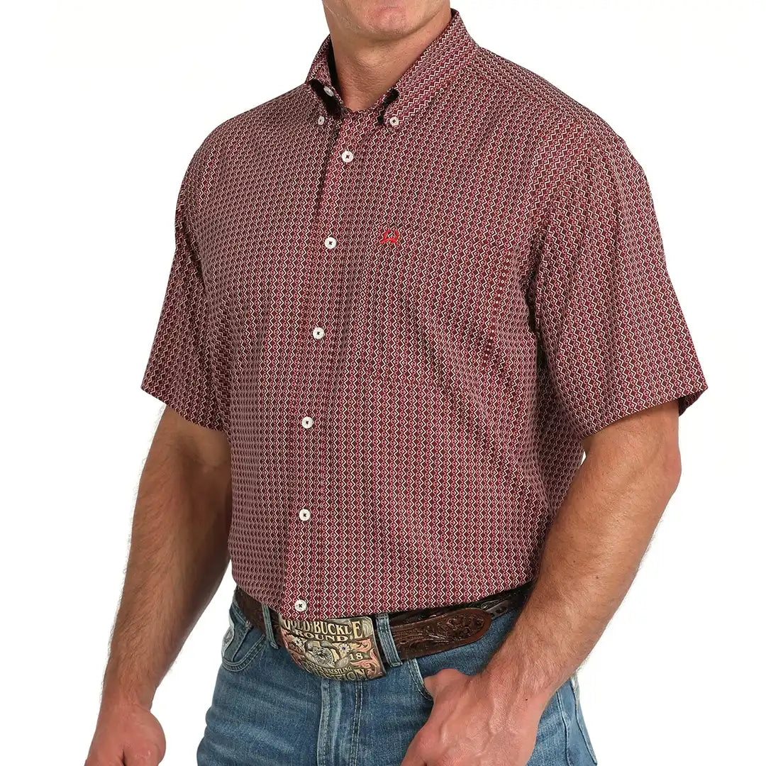 Cinch Men's Short Sleeve Medallion Print Button-Down Western Shirt