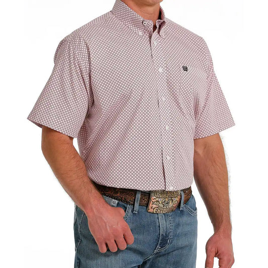 Men’s Cinch Short Sleeve Button Up Pink