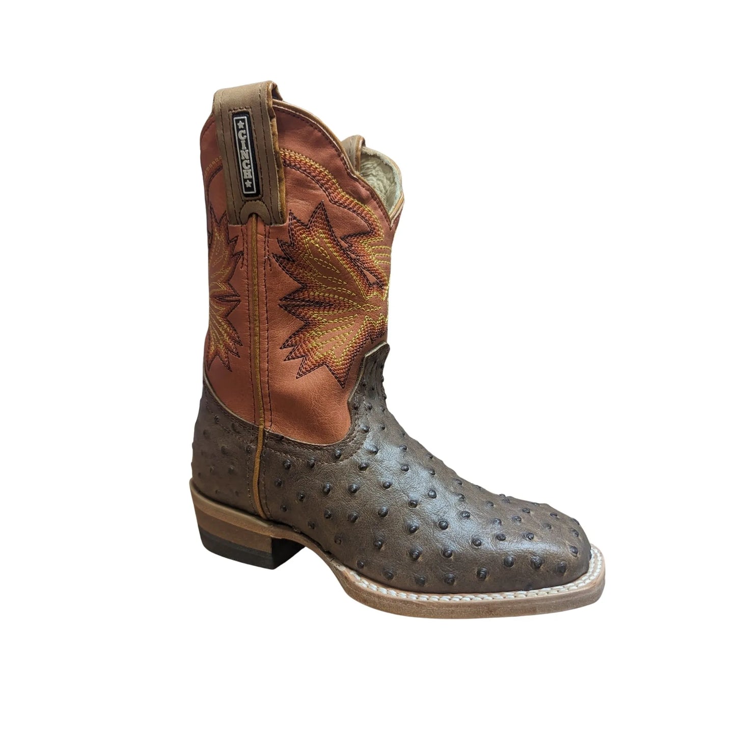 Cinch Kid’s Cowboy Boots Welt Stitched Ostrich Print KCK104