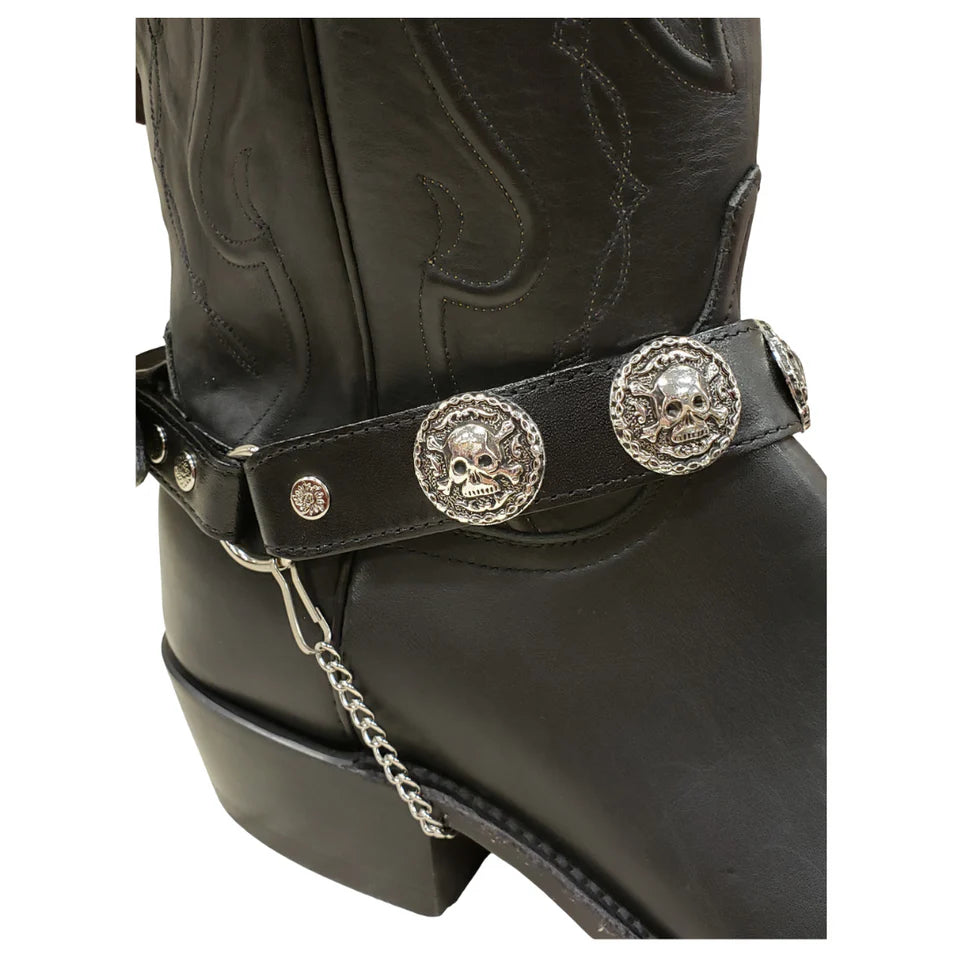 Austin Accent Leather Boot Bracelet With Skull Conchos weis-western-wear