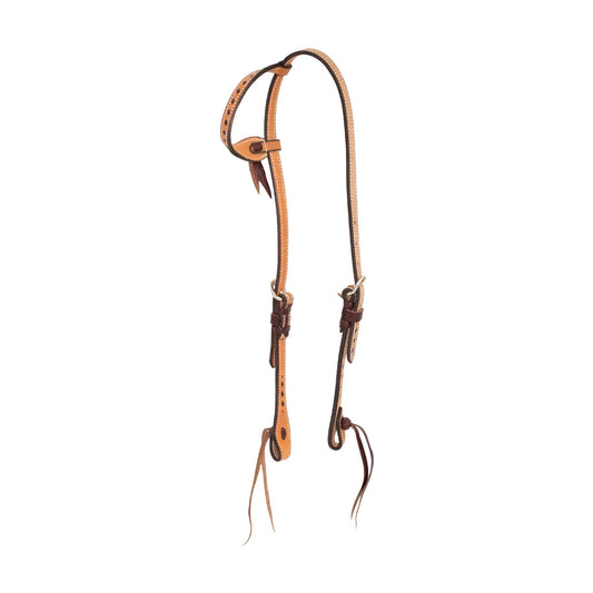 Cowboy Tack One Ear 5/8" Roughout Leather BuckStitched Headstall HCS58BRO