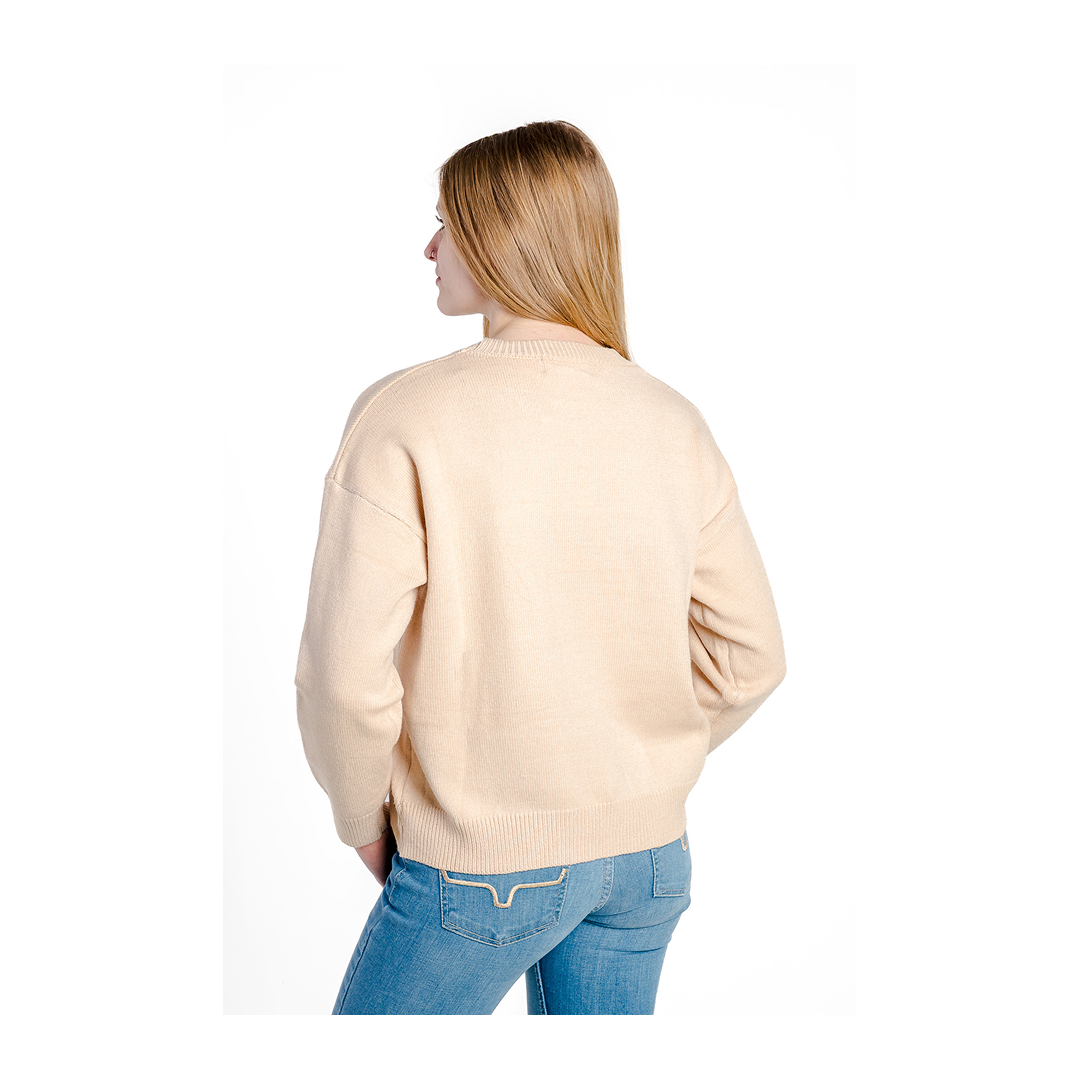 Rockin A Design Women's Cowpony Crewneck Sweater In Cream