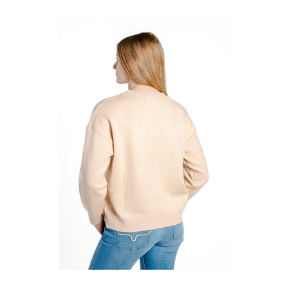 Rockin A Design Women's Cowpony Crewneck Sweater In Cream