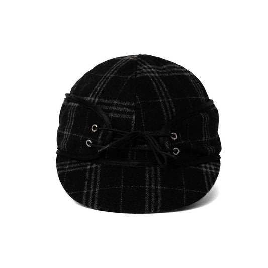 Crown Cap Black/Grey Railroad Plaid Winter Cap weis-western-wear