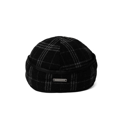 Crown Cap Black/Grey Railroad Plaid Winter Cap weis-western-wear