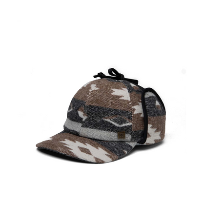Crown Cap Dakota Tie-Up Cap with Fleece Lining Charcoal Brown