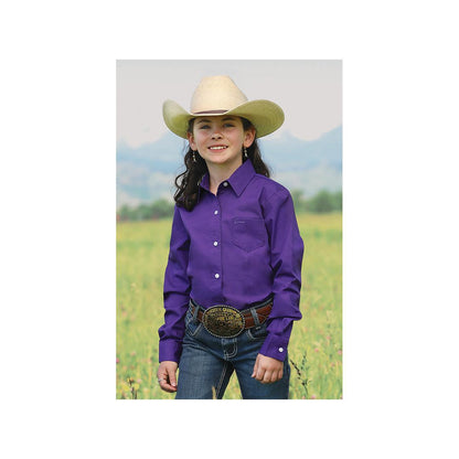 Cruel Girl Girl's Solid Colour Button Up Long Sleeve Shirt