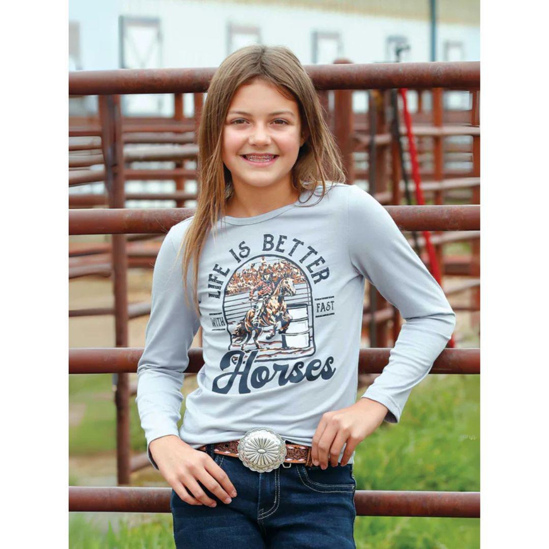Cruel Girls' Barrel Racing Long Sleeve Tee weis-western-wear