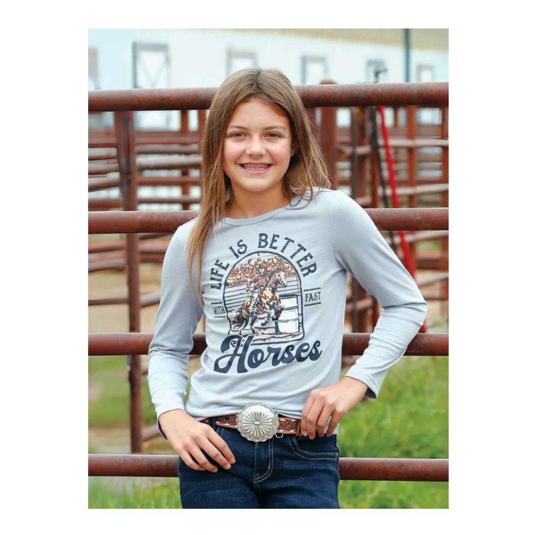 Cruel Girls' Barrel Racing Long Sleeve Tee weis-western-wear