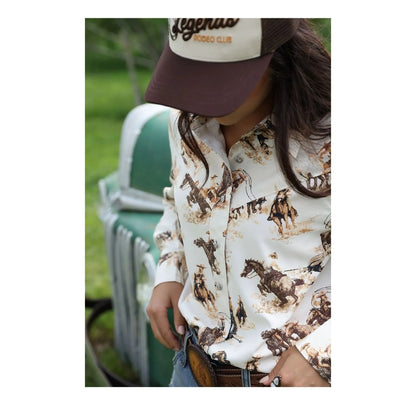 Cruel Denim Women's Long Sleeve Rodeo Print