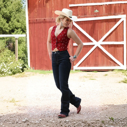 Cruel Denim Women's Red Spur Print Vest - Cruel Denim