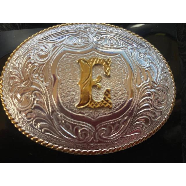 Crumrine Youth Gold Rope Edge Buckle - Gold Initial Motif weis-western-wear