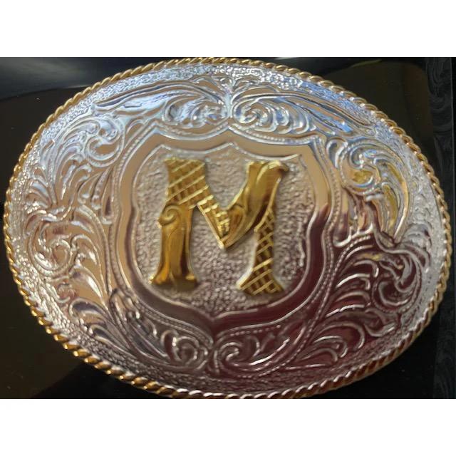Crumrine Youth Gold Rope Edge Buckle - Gold Initial Motif weis-western-wear