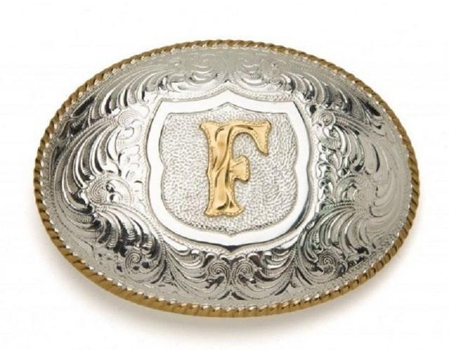 Crumrine Youth Gold Rope Edge Buckle - Gold Initial Motif weis-western-wear