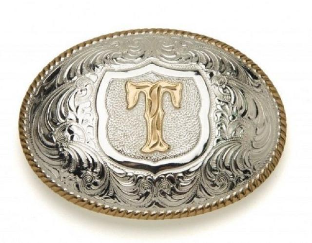 Crumrine Youth Gold Rope Edge Buckle - Gold Initial Motif weis-western-wear
