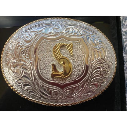 Crumrine Youth Gold Rope Edge Buckle - Gold Initial Motif weis-western-wear