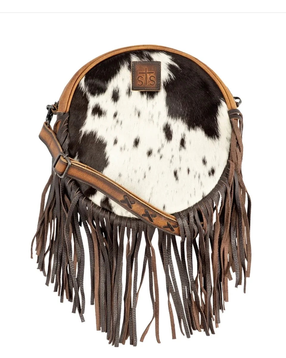 STS Ranchwear Guadalupe Cowhide Sage Circle Crossbody