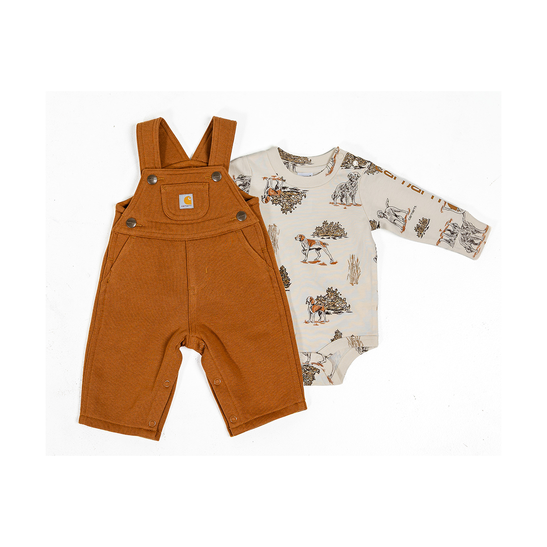 Carhartt Kid's Long-Sleeve Bodysuit and Fleece Overall Set