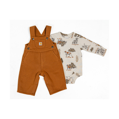 Carhartt Kid's Long-Sleeve Bodysuit and Fleece Overall Set