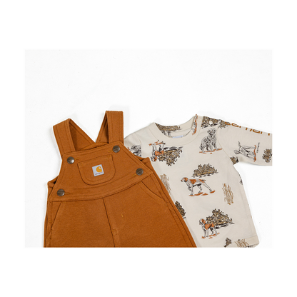 Carhartt Kid's Long-Sleeve Bodysuit and Fleece Overall Set
