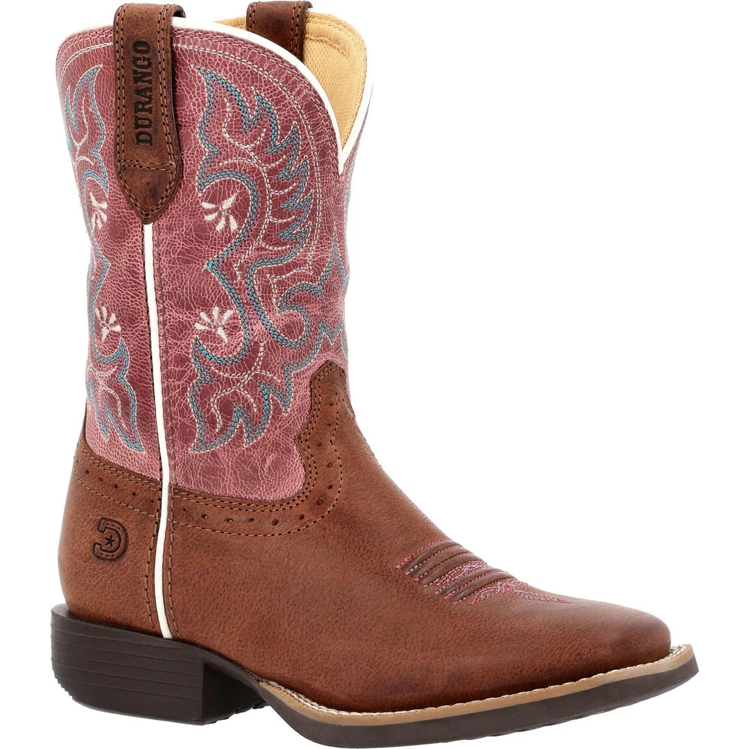 Durango Girl's Shyloh Rusty Brown/Dusty Rose Square Toe Cowgirl Boot weis-western-wear
