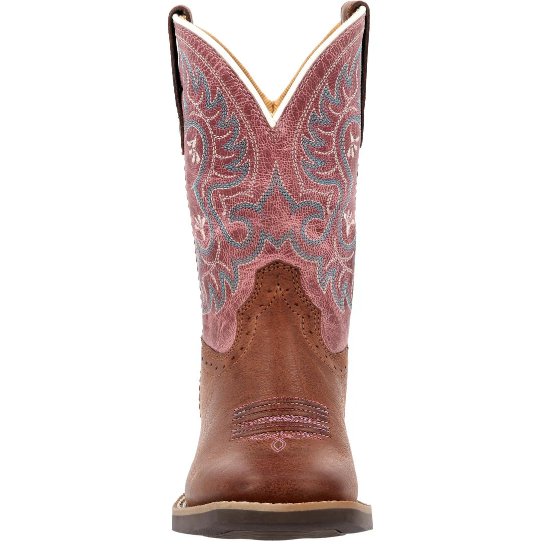 Durango Girl's Shyloh Rusty Brown/Dusty Rose Square Toe Cowgirl Boot weis-western-wear