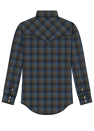 Panhandle Slim Men's Blue Brushed Plaid Long Sleeve Western Shirt