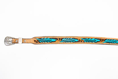 Challenger Teal Feather Design Leather Hat Band