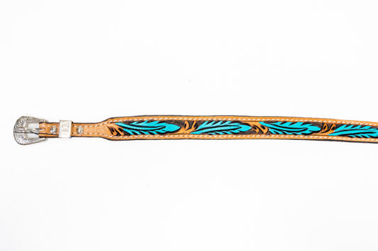 Challenger Teal Feather Design Leather Hat Band