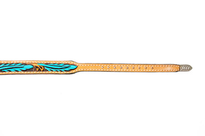 Challenger Teal Feather Design Leather Hat Band