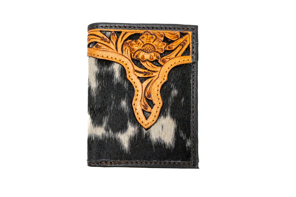Challenger Bi-fold Cowhide Floral Leather Wallet