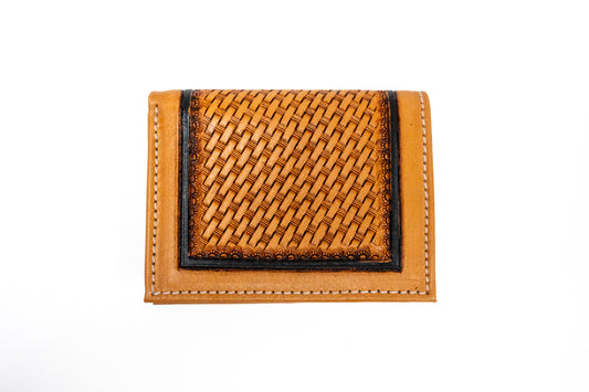 Challenger Bi-fold Basket Weave Leather Wallet