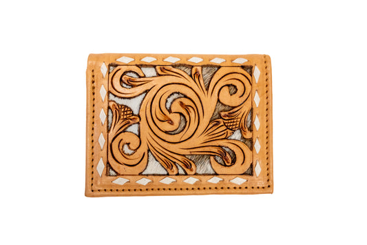 Challenger Bi-fold Floral Tooled Cowhide Inlay Wallet