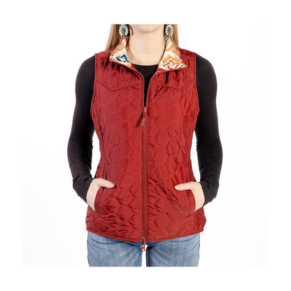 Powder River Women's Reversible Quilted Vest Red