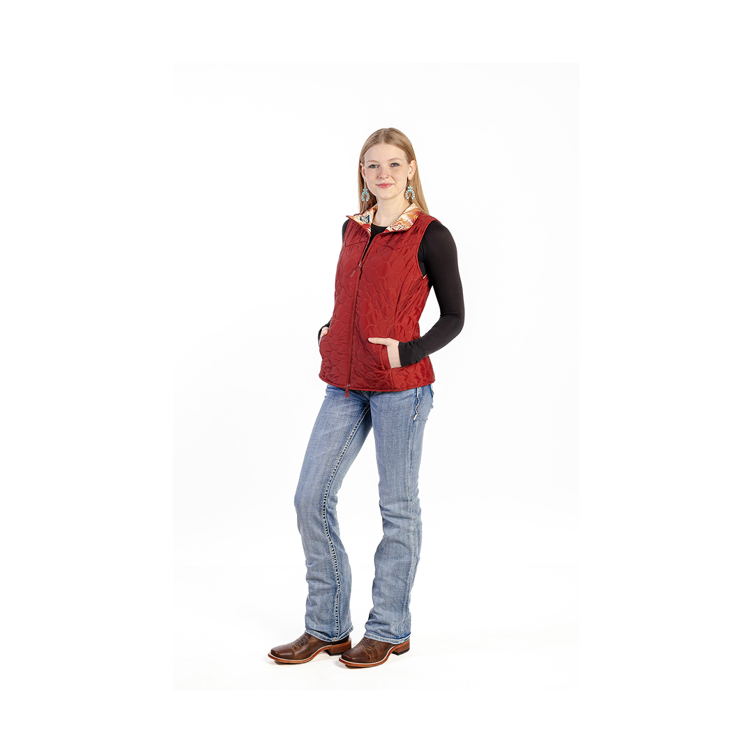Powder River Women's Reversible Quilted Vest Red