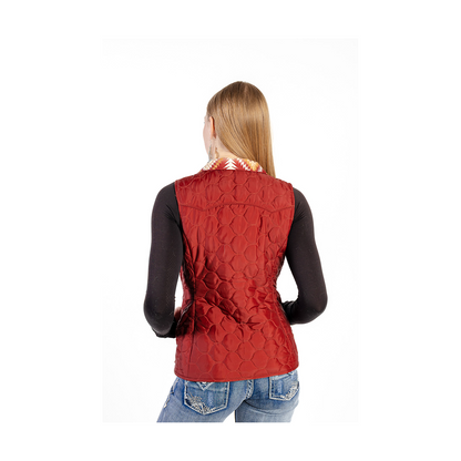 Powder River Women's Reversible Quilted Vest Red