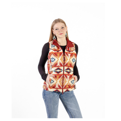 Powder River Women's Reversible Quilted Vest Red