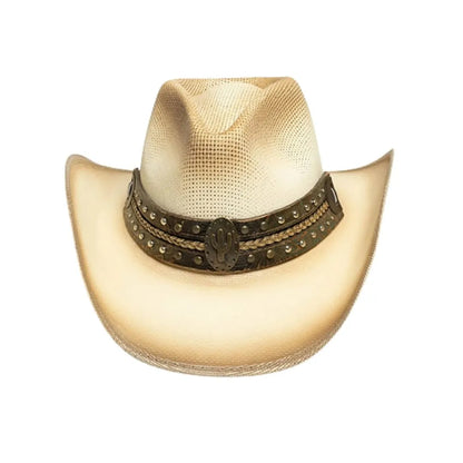 Dallas Hats Straw Western Hat With A Cactus Detailed Hat Band