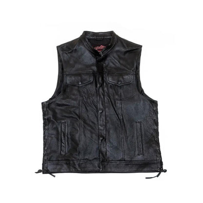 David Moore Men's "Side Lace Cruiser" Leather Vest – Clearance